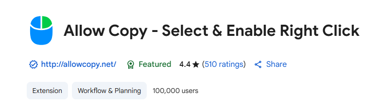 Allow Copy Chrome extension