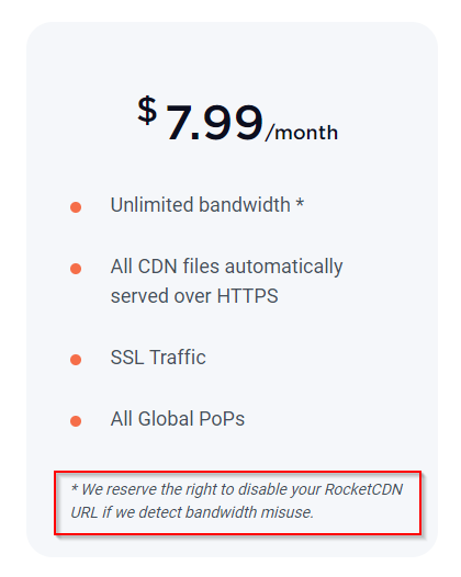 Prices and terms for RocketCDN