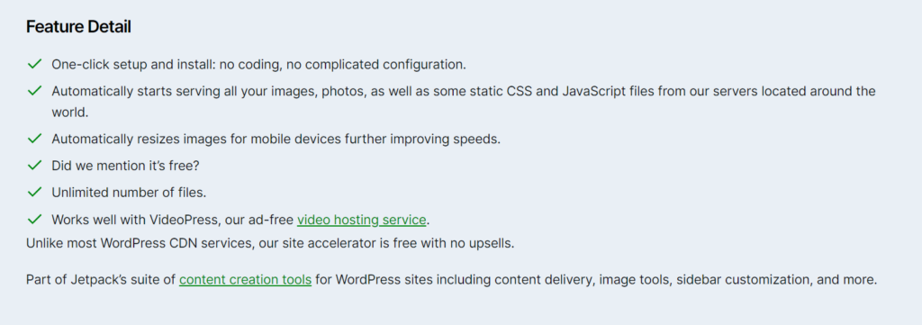 Feature details for JetPack CDN