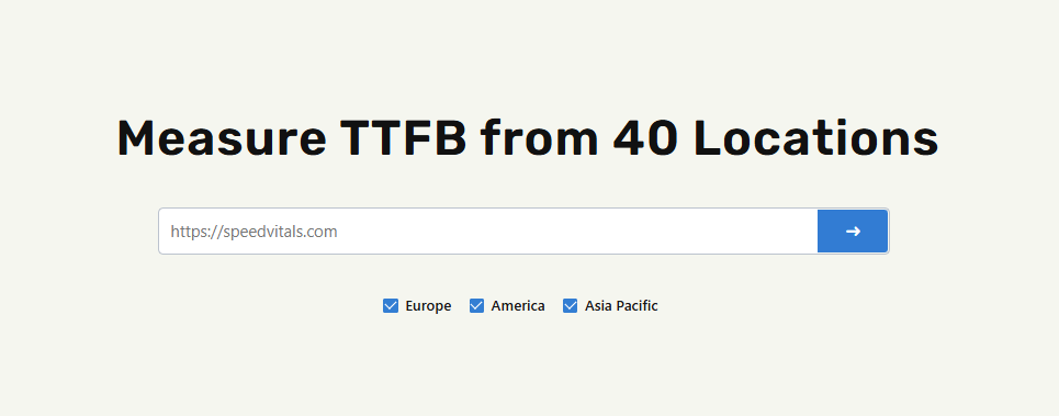 TTFB tool from SpeedVitals